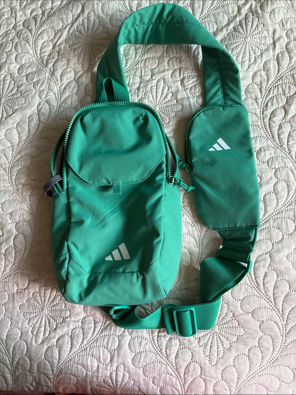adidas Teal Green Sling Bag with White Logo